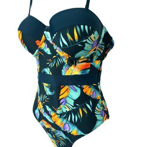 Cupshe Teal One Piece Large High Cut Swimsuit NWOT